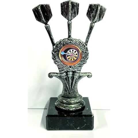 Darts Antique Silver Trophy with Marble Base Cover