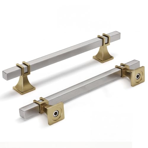 homdiy Silver and Champagne Bronze Cabinet Pulls 5" Nickel and Brass Pulls