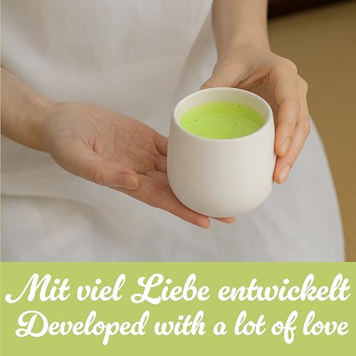 Miniatura 4 de Goodwei Tazas De Té Japonesas Tazas De Cerámica Sin Asa, Forma Redondeada Y Diseño Minimalista Perfectas Para Té, Matcha, Café O Espresso - Juego De 4, 200 Ml Camellia White