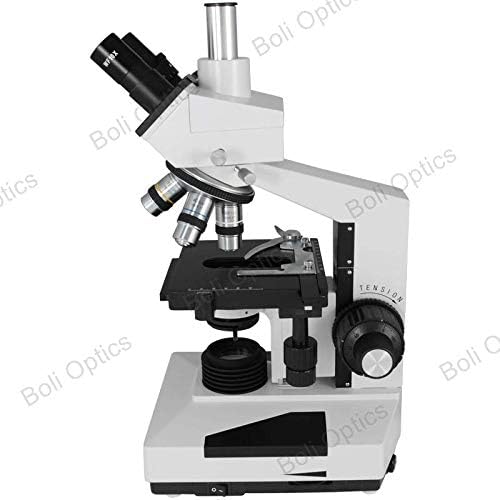 BoliOptics 40X-1500X Biological Compound Trinocular Microscope, LED Light, 10X and 15X Eyepieces, Achromatic Objectives, Abbe Condenser with Colored Filters for Students Hobbyists Schools Labs