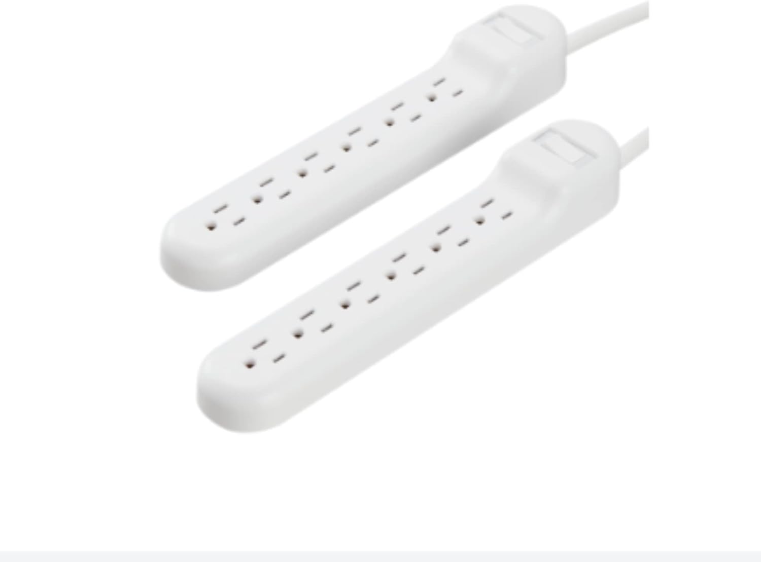Power Strip 6 Outlet Surge Protector 2-Pack White with Power Cord by Onn