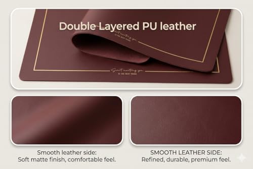 Image of Dribble Premium PU Leather Placemats Set of 4, Double Layer Waterproof Heat Resistant, Non-Slip Easy Clean Dining Table Mats for Kitchen, Dining & Office Desk, Reversible & Smooth Finish-Maroon
