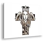 Schnelle & sichere Lieferung deyoli Engel mit Krone zwischen Tod und Unschuld vereint Format: 80x60cm Effekt:Sepia XXL Kunstdruck Motiv auf Holzrahmen/Leinwandbild/Wandbild/Wohnzimmer Dekoration