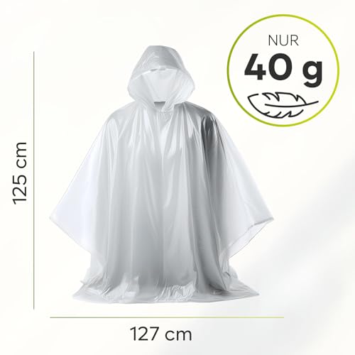 Regenponcho Festival Wasserdicht - Regencape Festival Einweg - Regenponcho Damen & Mann - Regenponcho Transparent mit Kapuze - Notfall Poncho Reise, Wandern, Camping – Einweg Regenponcho 4er-Pack