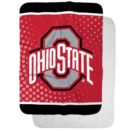 The Ohio State University Logo Dots Sherpa Blanket, Warm Soft Cozy 30"X40"