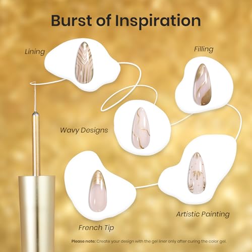 Image of Beetles Metallic Gold Gel Liner 7ml French Tip Gel Polish 3D Mirror Effect