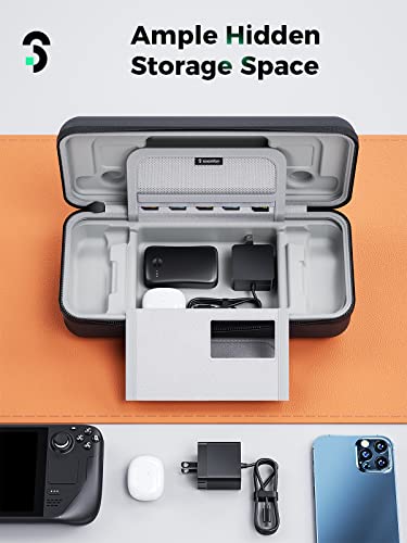Soomfon Steam Deck Carrying Case, Protective Hard Shell Carry Case Built-In Adapter Charger Storage, Portable Travel Carrying Case Pouch For Steam Deck Console & Accessories #TOP3