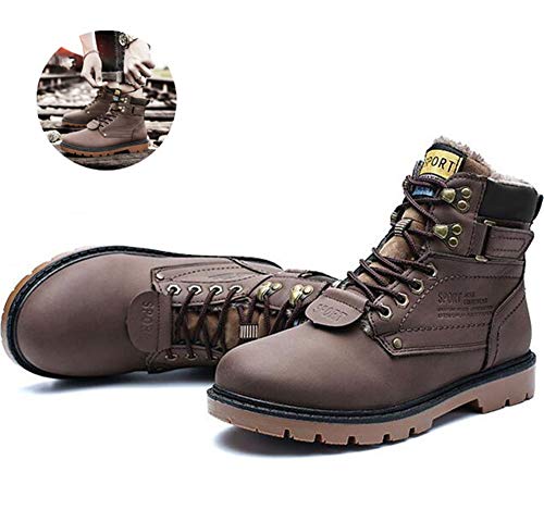 Los Hombres de Invierno Las Botas del Tobillo, Hombre Martin Calientes Zapatos de la Nieve de Gran tamaño Retro Senderismo Caminar Botas de Trabajo Calzado,Marrón,45