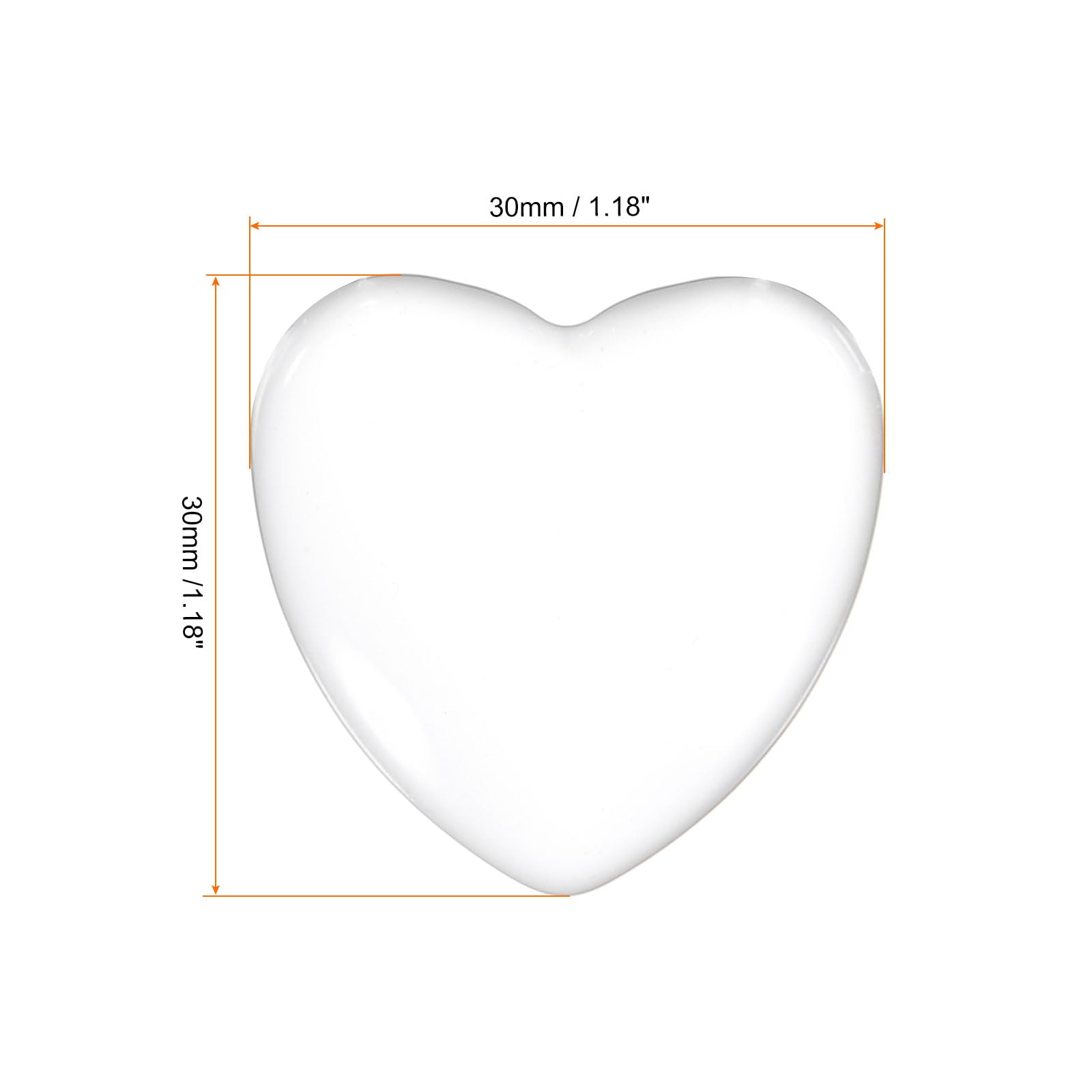 PATIKIL Transparent Glass Cabochons, 50Pcs 30x30mm Heart Shaped Glass Dome Tiles for Photo Pendant Jewelry Making Clear - Image 2