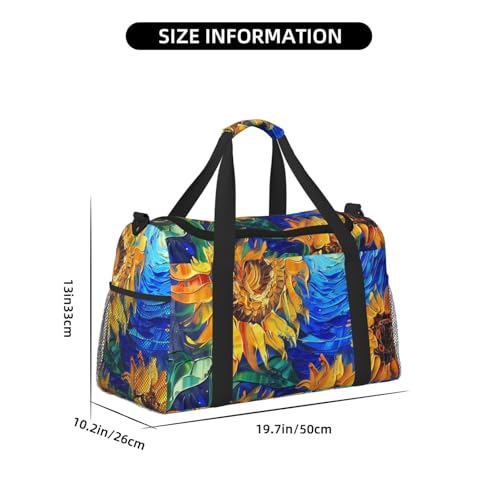 Sky Sunflower Duffle Bag for Travel Starry Night Sports Gym Tote Carry On Bag Large Shoulder Weekend Overnight for Workout4
