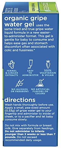 Mommy's Bliss Organic Gripe Water Gel For Newborns, Extra Gentle Gel, Relieves Occasional Stomach Discomfort From Gas, Colic & Fussiness, Easy Administration, Age 2 Weeks +, 0.53 Oz (45 Servings) #TOP4