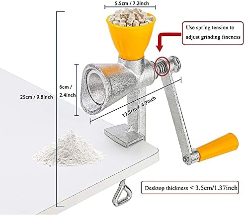 Cast Iron Hand Grinder Manual Seed Mill Spice Grinder Small Grain Mill with Plastic Hopper