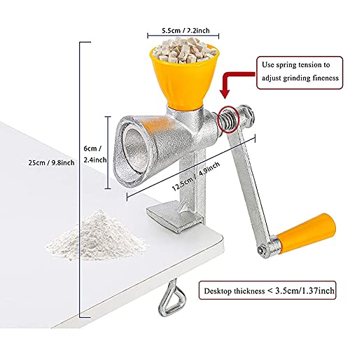 Lizusidtsy Cast Iron Hand Grinder Manual Seed Mill Spice Grinder Small Grain Mill with Plastic Hopper