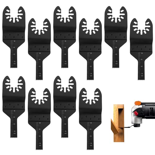 10 Pack Multi Tool Blade - 10mm Oscillating Saw Blades Wood Cutting Saw Blade Quick Release Multitool Blades Compatible with Dremel, Fein Multimaster, Makita, Rockwell, Bosch and More
