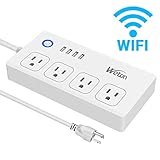 WiFi Smart Power Strip Socket with Alexa,Weton Multi-Plug Timer Switch Power Strip Outlet Surge Protector with 4 AC Outlets 4 USB Port Remote Control Via Free App for IOS/Android Smart Phone/Tablets