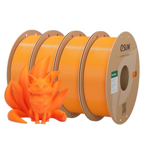 Image of eSUN PLA Basic Filament 1.75mm Orange, 1KG Spool (2.2 LBS) 3D Printer PLA Filament, Fits for Most FDM 3D Printers, 4PCS Bundle Set