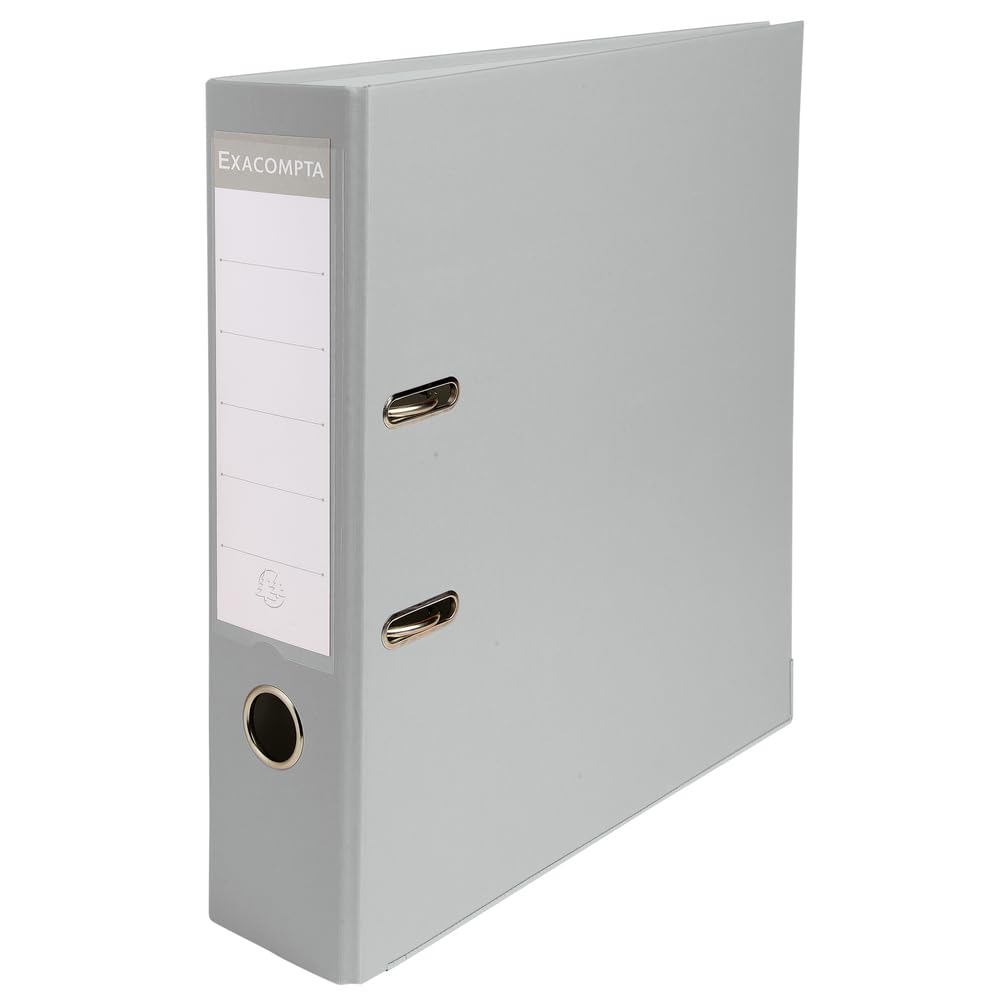 Exacompta - 918416B - Caja de 20 archivadores de palanca A4 - Lomo 80 mm - Mecánico 80 mm - Dimensiones exteriores: 32 x 29 x 8 cm - Formato a archivo A4 - Color: Gris