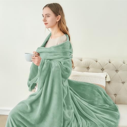 Image of BEDELITE Fleece Blanket Dusty Green Throw Blankets for Couch & Bed, Luxury Plush Cozy Fuzzy Blanket 50 inch x 60 inch, Super Soft Warm Lightweight Throw Blanket for Travel Camping