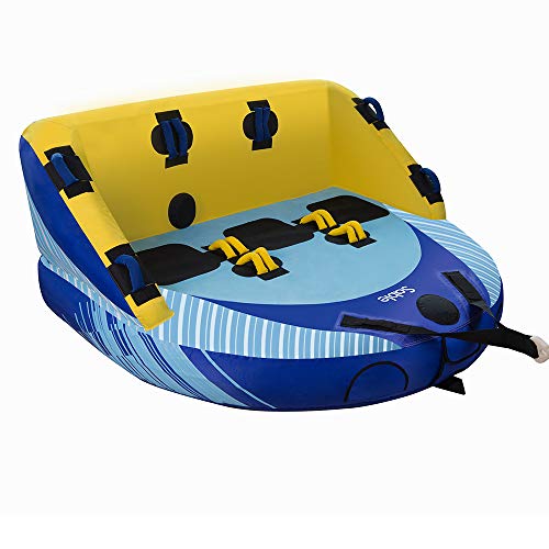 3-Person Towable Tube with Dual Front & Back Tow Points, 3 Rider Inflatable