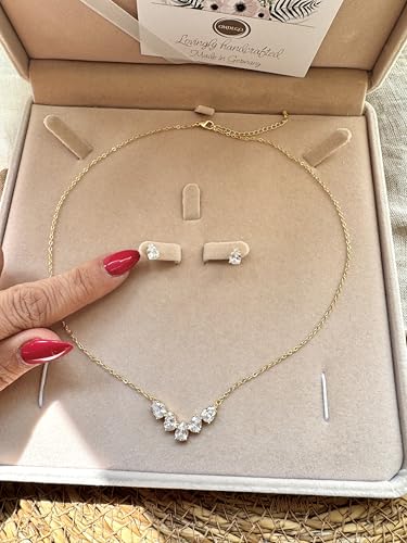 Juego de joyas de circonita dorada para oficina de registro y look de invitada 4