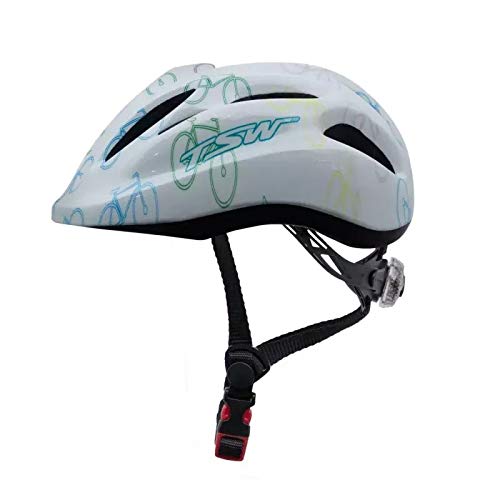 Capacete para Ciclismo Infantil Tamanho P 48/53 cm Led Traseiro Tsw (Branco)