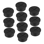LIFKOME 10pcs Black 25mm Round Plastic Cable Grommets Wall Hole Plugs Flexible Wire Hole Covers for Desk and Furniture Wiring Management