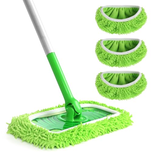 Reusable 100% Coral Fleece Mop Pads Compatible with Swiffer Sweeper, Wet and Dry Flat mop Cover, 3 Pack Washable Pads for Surface/Hardwood Floor Cleaning (Mop is Not Included)