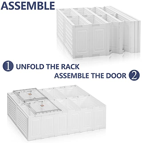 Damahome Shoe Storage Cabinet Organizer - Foldable Shoe Rack For Entryway,Stackable Storage Organizer Cabinet With Doors And Shelves,Shoe Box For Closet,Hallway,Living Room (Large 10 Cubbies,White) #TOP4