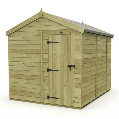 Image of Total Sheds 8 x 10 ft Wooden Apex Garden Shed, Tanalised Pressure Treated, EPDM Roof, 15 Year Warranty