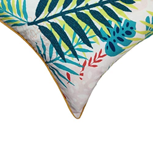 Image of SAJAVAT HOME CC53 Cotton Floral Hand Work Embroidery Cushion Cover (Pack of 1) 18x18 INCHES / 45x45 cm Multicolor (Multicolor, Cotton)