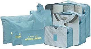 Fageny Packing Cubes 7Pcs Suitcase Organiser Bags Travel Luggage Organiser Bag with Shoes Bag for Travel / Backpack / Home Storage, Peach Pink