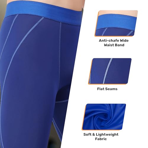 Image of Compression Nylon Lycra Lower Leggings Tights Yoga Pants for Men Boys - Workout Gym Exercise Running Cycling Training - Full Leg Sleeves - Cold Weather Sports Inner - Skinny Fit