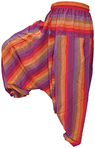 Gheri Mens Cotton Striped Light Summer Elastic Harem Pants Trousers3