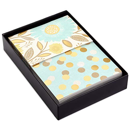 Image of Hallmark Blank Note Cards (Flowers and Dots, 50 Blank Cards or Thank You Cards with Envelopes)