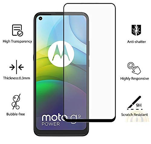 Image of Screen Protector for Motorola Moto G9 Power Black Tempered Glass Edge-to-Edge 6D Screen Guard With Installation Kit - Moto G9 Power