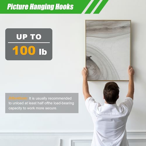 LEEXAYAH 169 Picture Hook Sets, 10-100lb Picture Hanging Kit, Boxed 83 Metal Picture Hangers and 86 Nails, Suitable for Wooden Walls, Plasterboard Picture Hooks. - Image 6