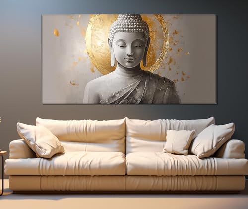 Toile aux tons neutres de Bouddha d'art supérieur cadre de salon haut de gamme 70x140