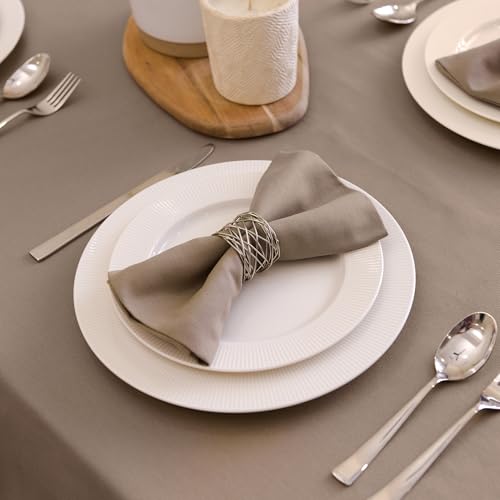 Image of Encasa XO Cotton Napkins for Dining Table | Set of 12, Size 43x43 cm | Machine Washable Reusable Table Napkin, Soft & Absorbent, Elegant Table Decor for Kitchen, Hotels, Party - Taupe