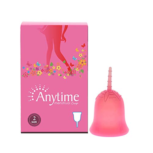 Anytime Soft Menstrual Cup - Feminine Care Period Cup for Women Menstruation - Reusable Teen Menstrual Cups Sanitary Napkins and Tampon Alternative (Pink, Large)