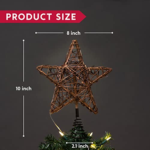 Joiedomi Christmas Tree Toppers, Rustic Rattan Star Tree Topper Lighted With 50 Led Lights For Xmas Tree Decorations, Holiday Party Indoor Decor #TOP6