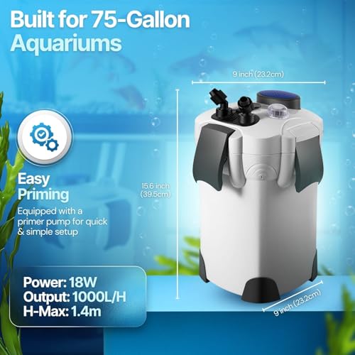 Flexzion FLT_OTS_265GPH Aquarium Canister Filter For Up To 75 Gallon Fish Tank thumb #6