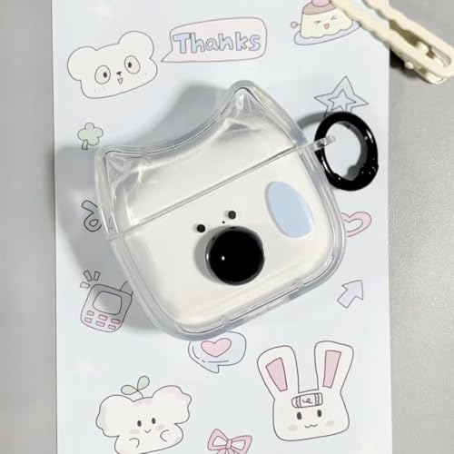 Image of Transparent Clear Earphone Case for AirPods 4, Cute Lovely Cat Face Soft TPU Silicone Case, Kitty Ear AirPods 4 Cover Protective Skin Shockproof Protector for iPod Earbuds -Sweating Dog