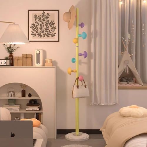 Image of HomeCloud Heavy-Duty Steel Coat Hanging Stand for Home & Boutiques-Freestanding Clothes Hanger Rack for Coats, Jackets, Hats, Bags & Daily Garments (Yellow)