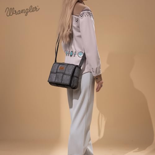 Image of Wrangler Woven Crossbody Bag for Women Vintage Floral Tooled Cross Body Purse