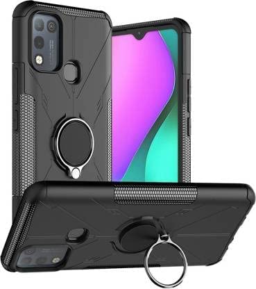 Image of Spazy Case Infinix Hot 11s Back Cover | Dual Layer Armor Defender Full Body Protective + PC Hybrid Kickstand | Ring Stand Back Cover for Infinix Hot 11s - Black