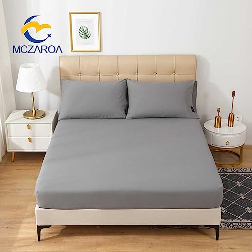 Grounding Sheets Queen, 90% Organic Cotton+10% Silver, Fitted Grounded Bed Sheet Deep Pocket for Improved Sleep & Wellness (Gray, Queen - 60"x80"x15")