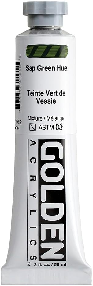 GOLDEN Heavy Body Acrylics, Sap Green Hue, 2 fl. oz. Tube, Professional Acrylic Paint, Semi-Transparent