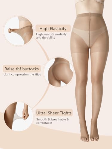 2 Pairs Women's Toeless Pantyhose - 20D Open Toe Sheer Tights Nylons Stockings with Control Top3