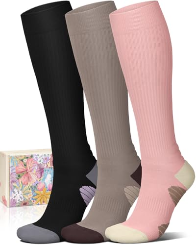 Image of Iseasoo 4 Pairs Compression Socks for Women Circulation-Best Support for Nurses,Running,Athletic,Travel