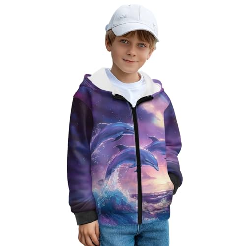 Boys Girls Full Zip Hoodies Long Sleeve Pullover Sweatshirt Kids Lined Comfy Warm Fall Winter Jackets with Pockets